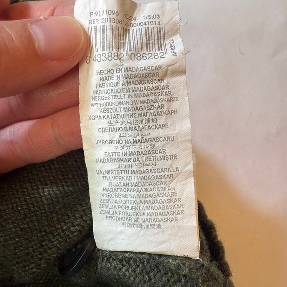 Springfield Original Lambswool Sweater Olive Green Mock Neck Button Pullover M3 - Picture 8 of 12